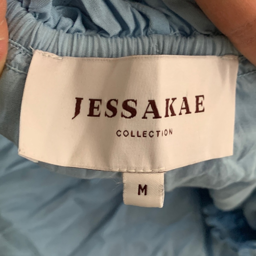 JessaKae | Blue Smocked Midi Dress Medium Cottagecore Puff Sleeve Romantic - Picture 5 of 9